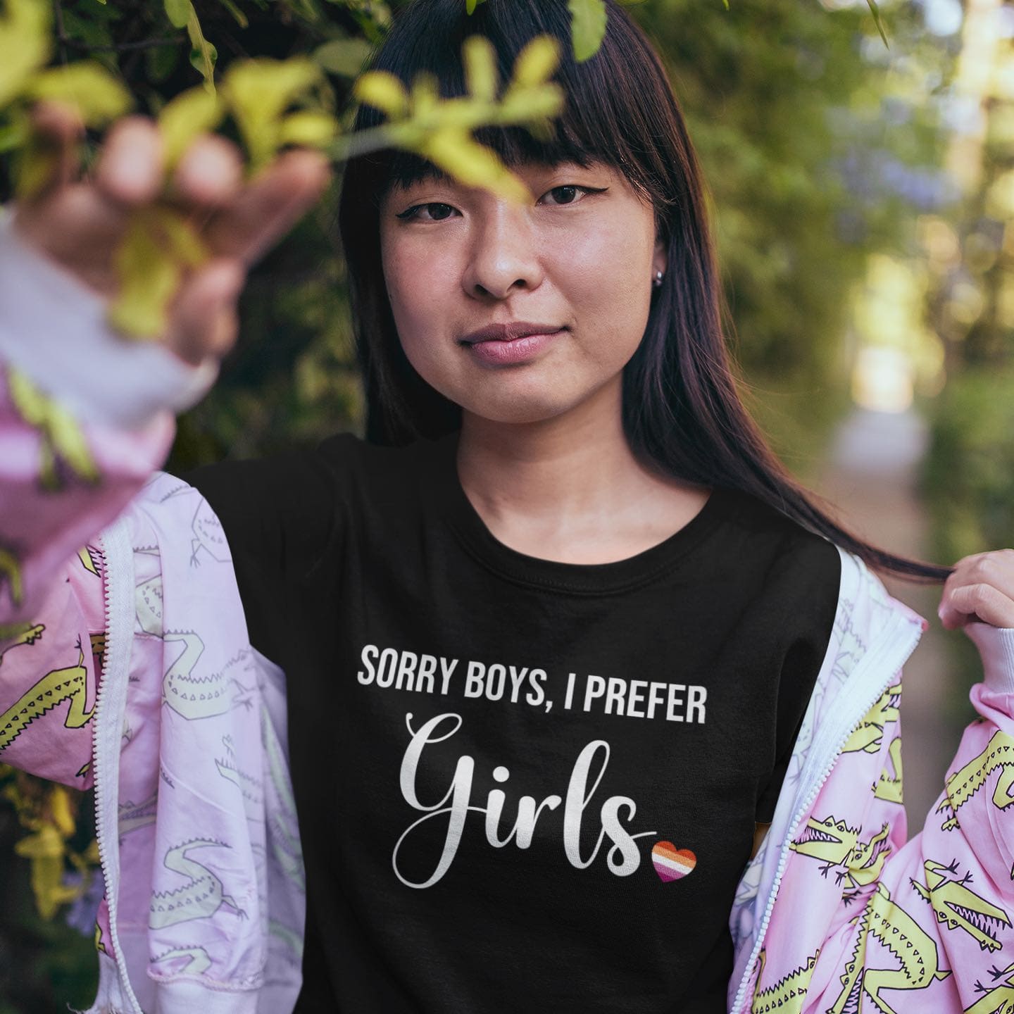 lesbian shirt, statement wlw pride quote, in use