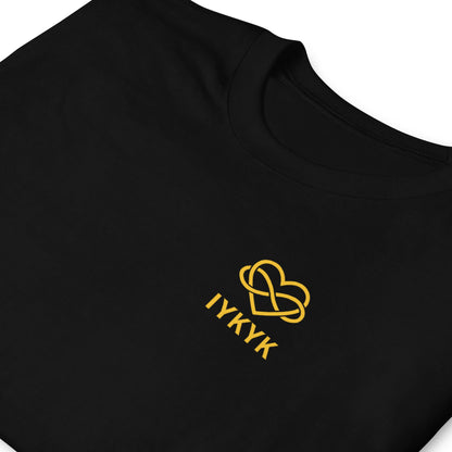 Black t-shirt with a yellow ENM logo on a white background: Subtle Polyamory Shirt, Funny Open Relationship Tee, Polyamorous Pride T-Shirt, Non Monogamy, Polycule Gift For Big Middle Little Spoon