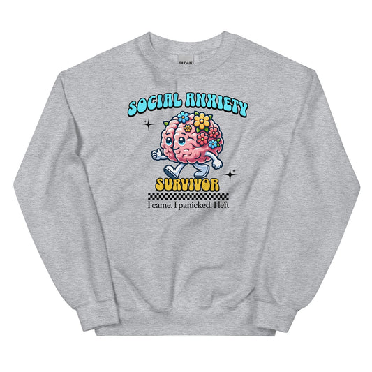 Funny social anxiety sweatshirt, grey