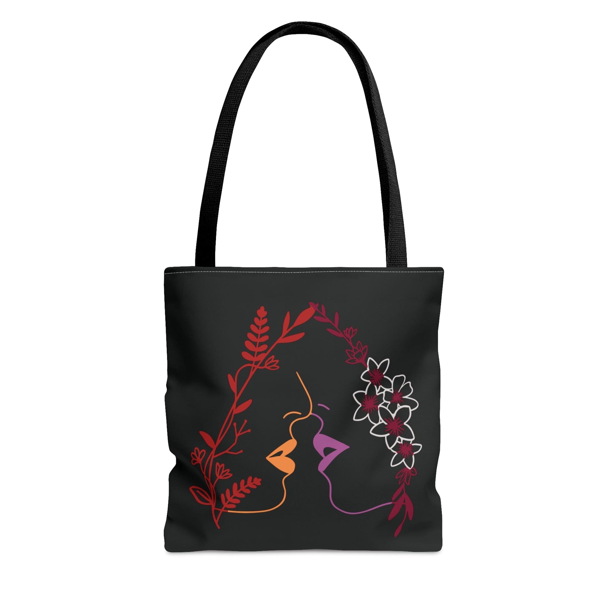 lesbian tote bag, kissing women line art wlw pride