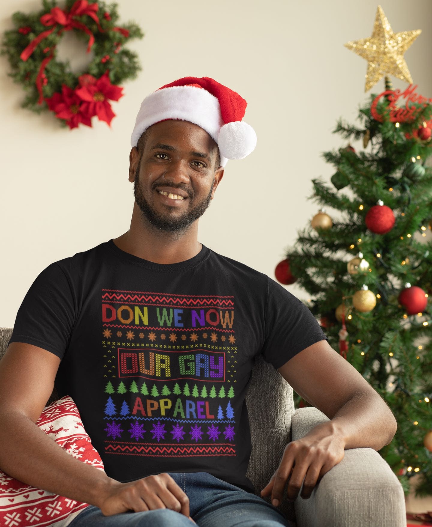 Funny LGBTQ christmas shirt, don we now our gay apparel