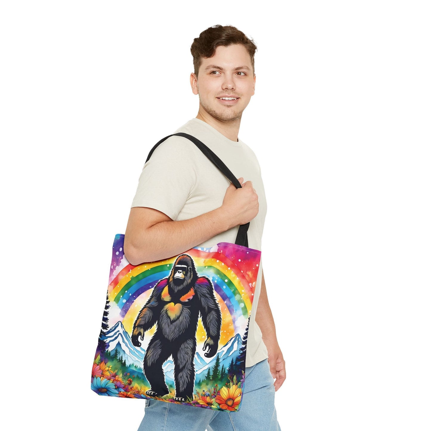 lgbt pride bigfoot tote bag, large