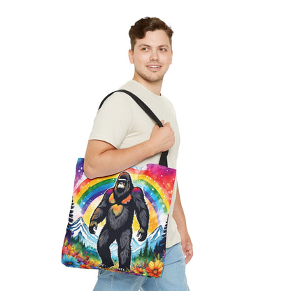 lgbt pride bigfoot tote bag, large