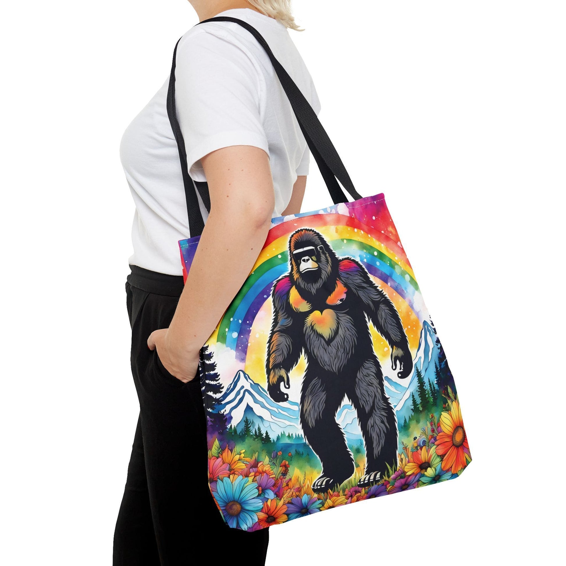 lgbt pride bigfoot tote bag, large