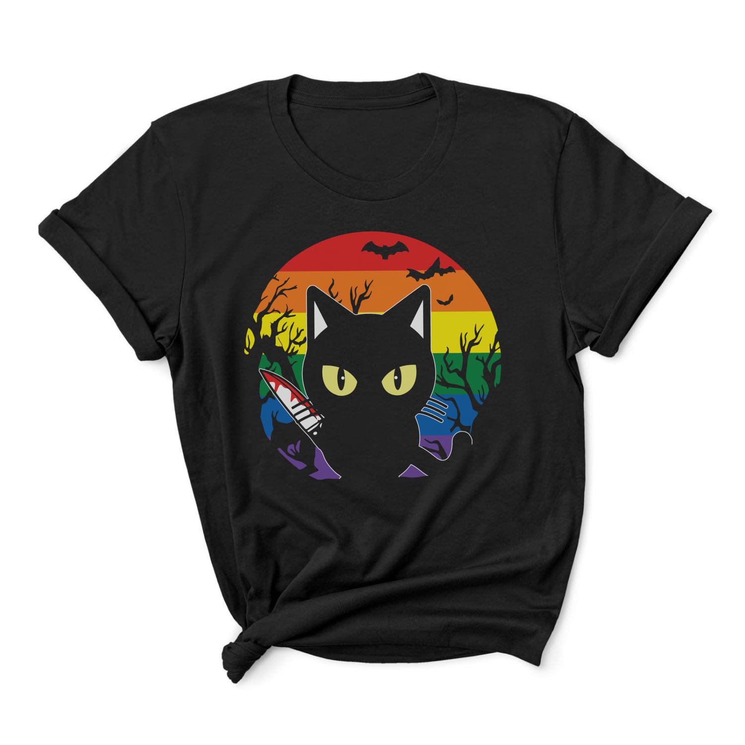 halloween lgbt pride shirt black killer cat