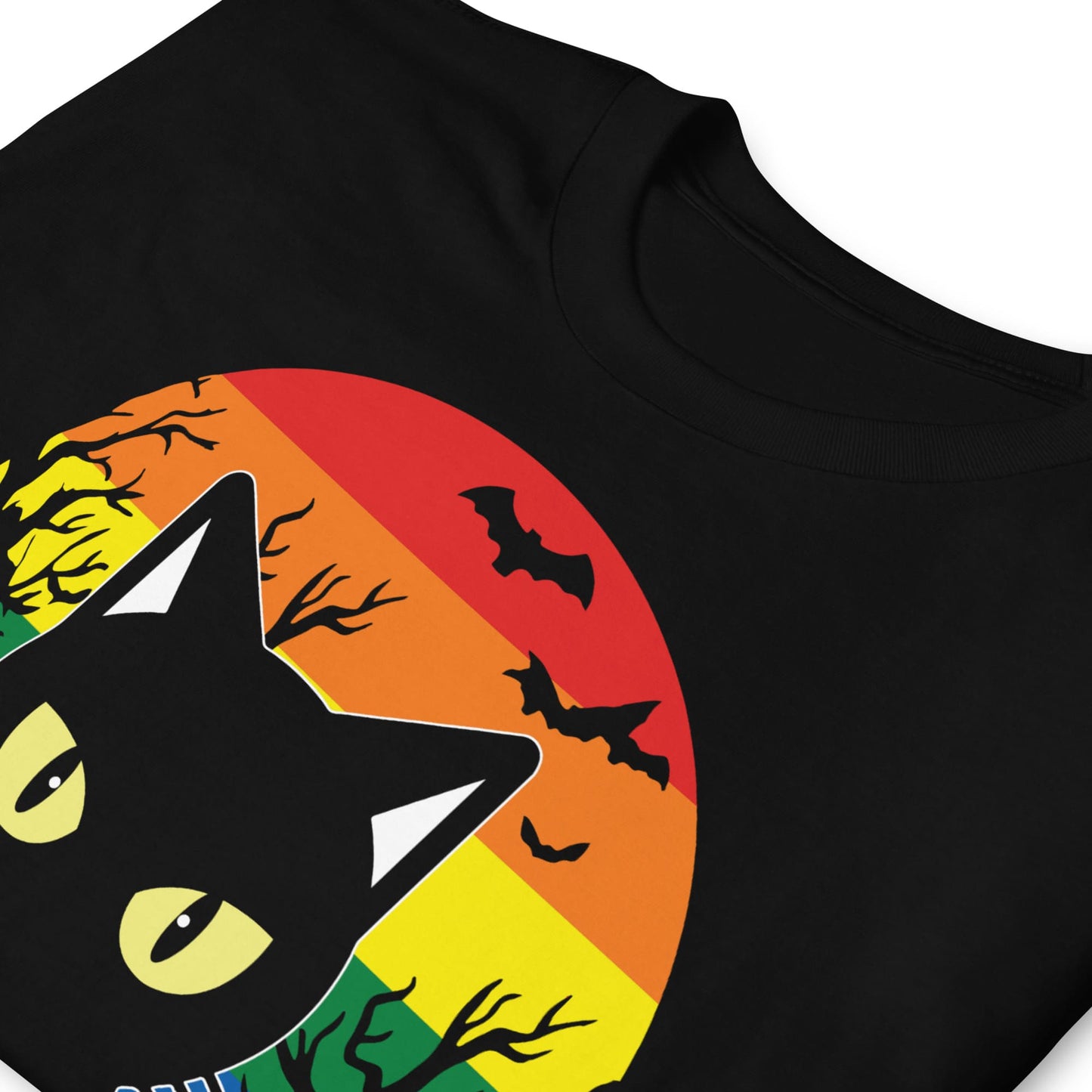 halloween lgbt pride shirt black killer cat, zoom