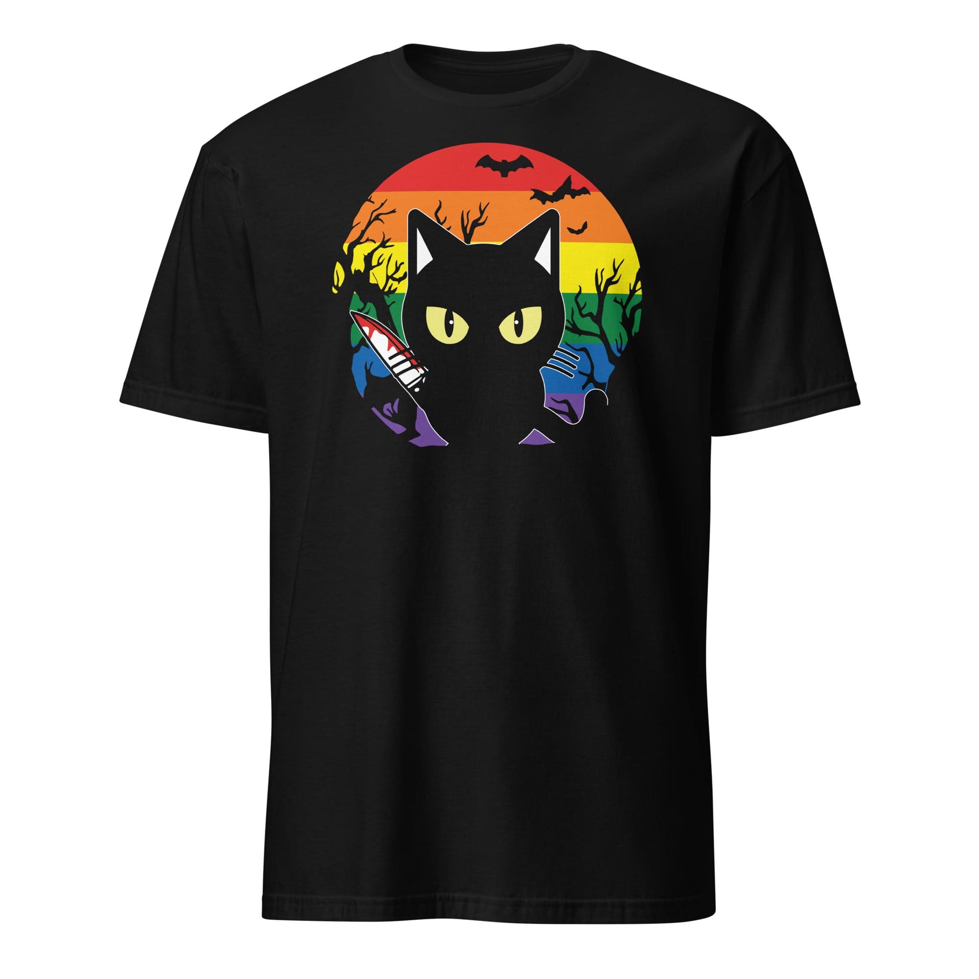 halloween lgbt pride shirt black killer cat