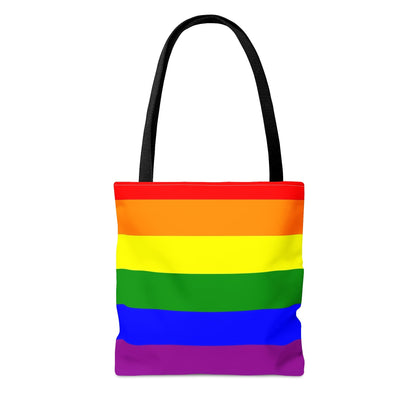 Rainbow LGBT pride tote bag cute cat, back