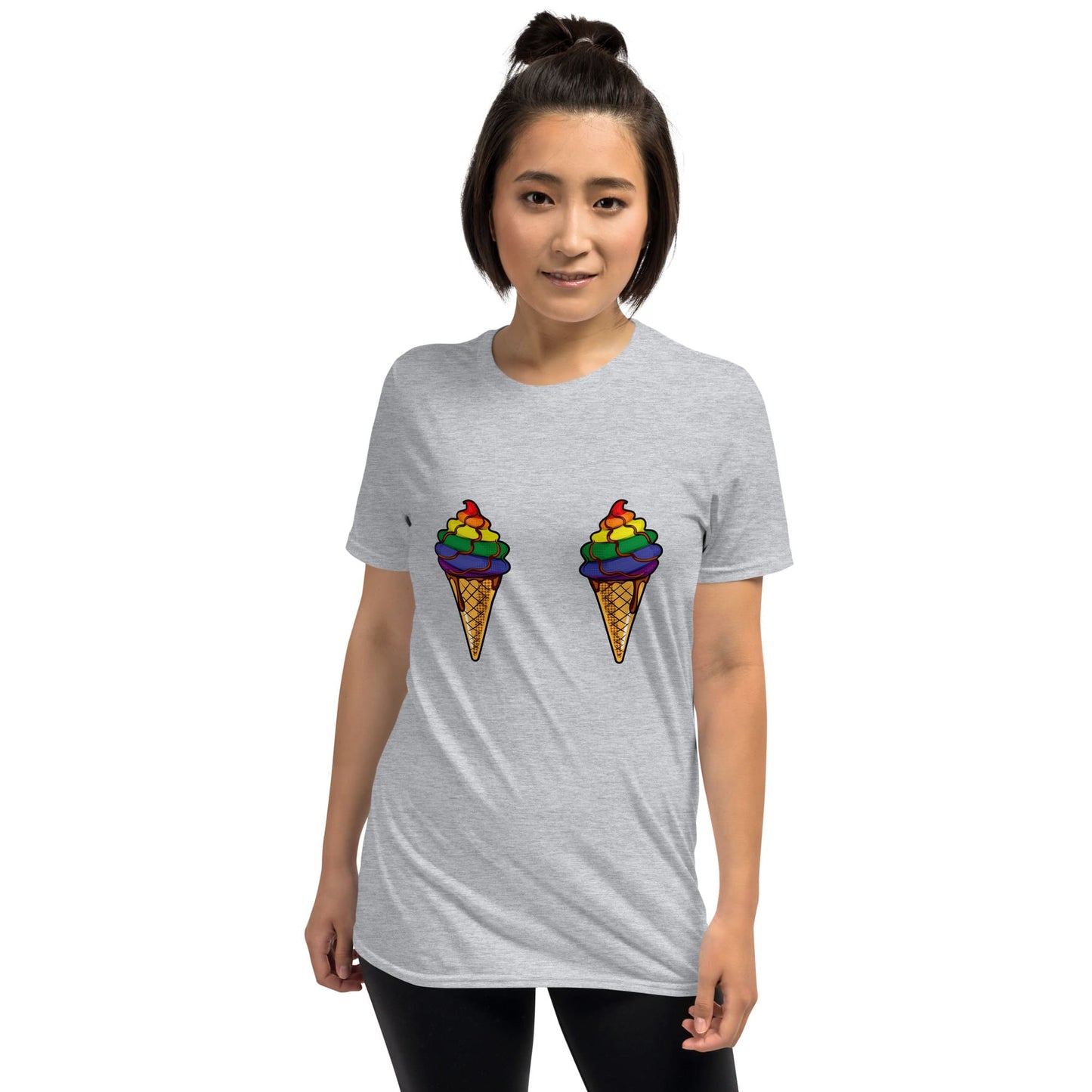 LGBT shirt, funny rainbow pride boobies, model 1