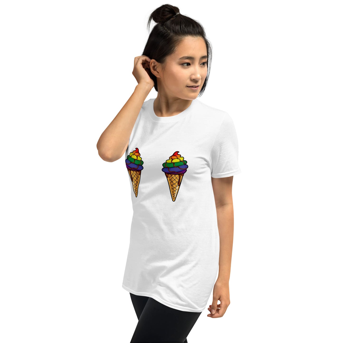 LGBT shirt, funny rainbow pride boobies, model 2