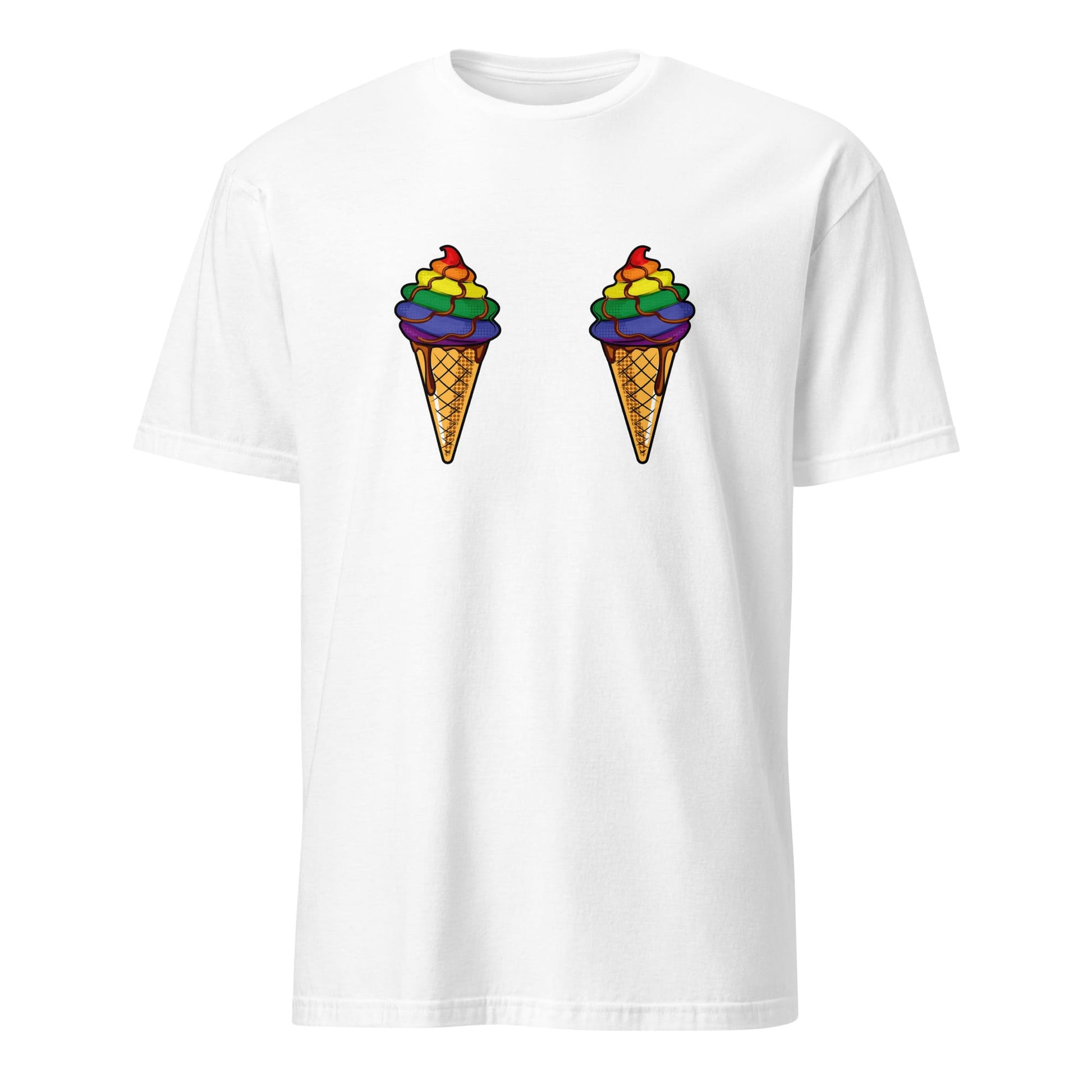 LGBT shirt, funny rainbow pride boobies, white