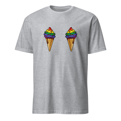 LGBT shirt, funny rainbow pride boobies, grey