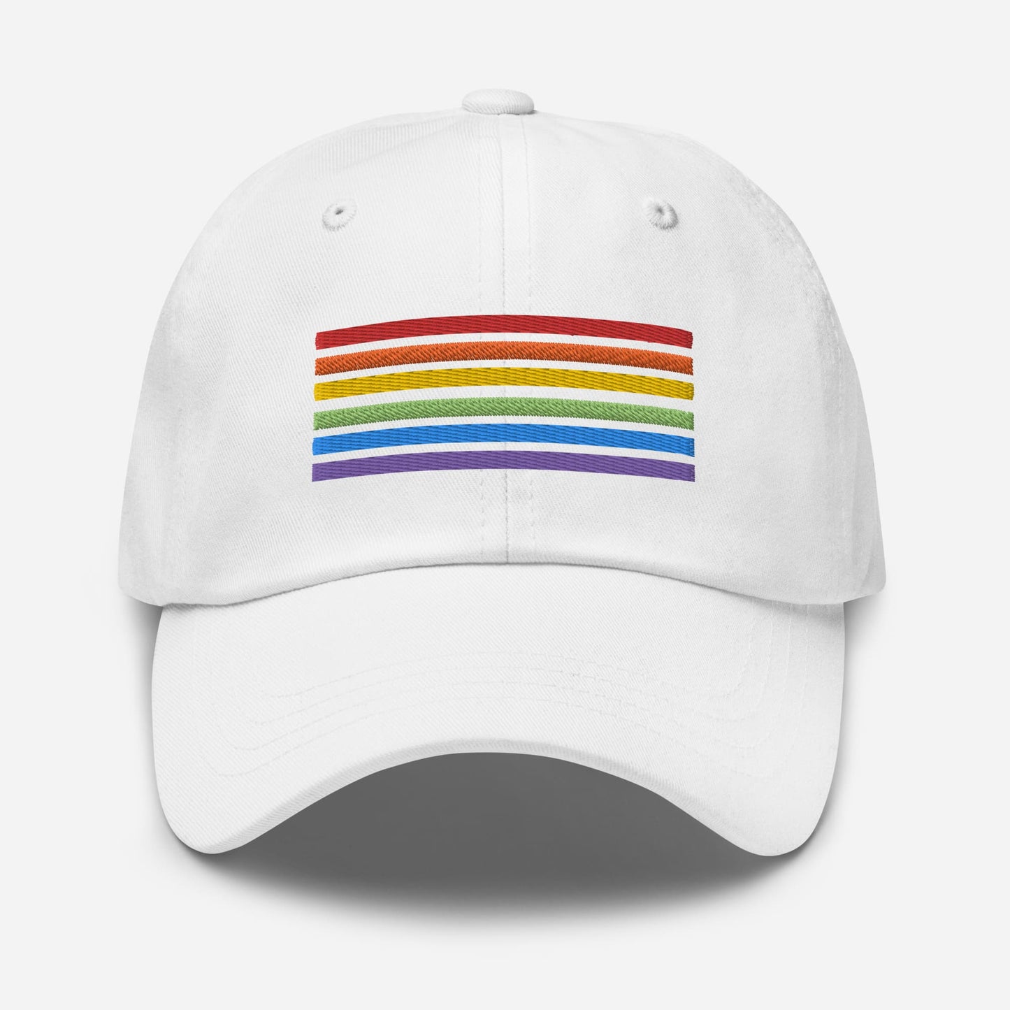 LGBT pride hat, rainbow flag embroidered cap, white