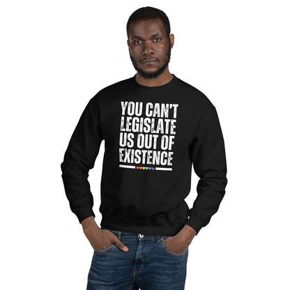 man wearing Black sweatshirt with LGBTQ rights slogan