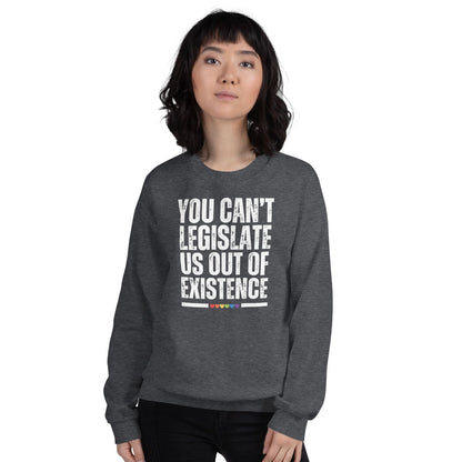 woman wearing sweatshirt with LGBTQ rights slogan