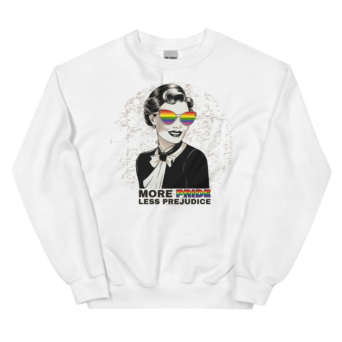 bookish pride prejudice lgbtq sweatshirt, white