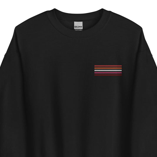 lesbian sweatshirt, subtle sunset flag embroidered pocket design sweater, main