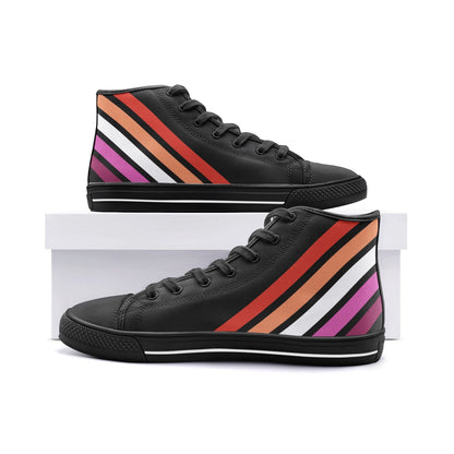 lesbian shoes, subtle sunset flag sneakers, black