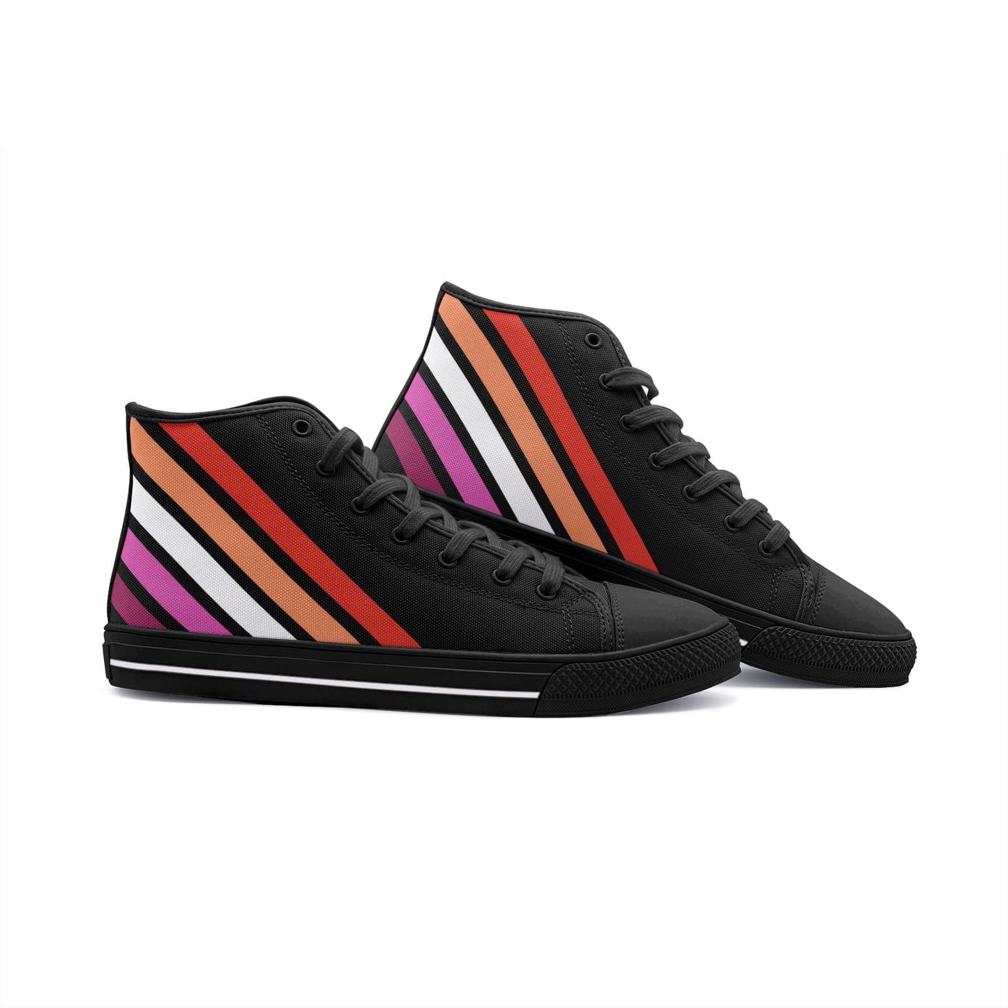 lesbian shoes, subtle sunset flag sneakers, black