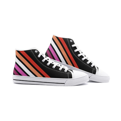 lesbian shoes, subtle sunset flag sneakers, white