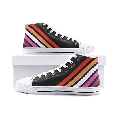 lesbian shoes, subtle sunset flag sneakers, white