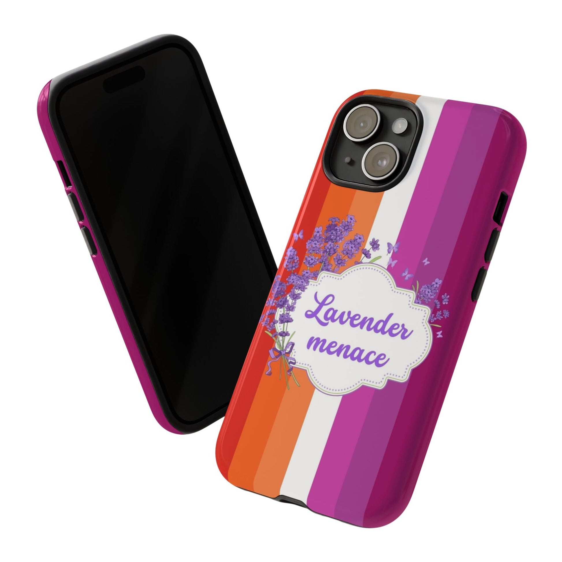 Lesbian phone case Lavender Menace, tilt