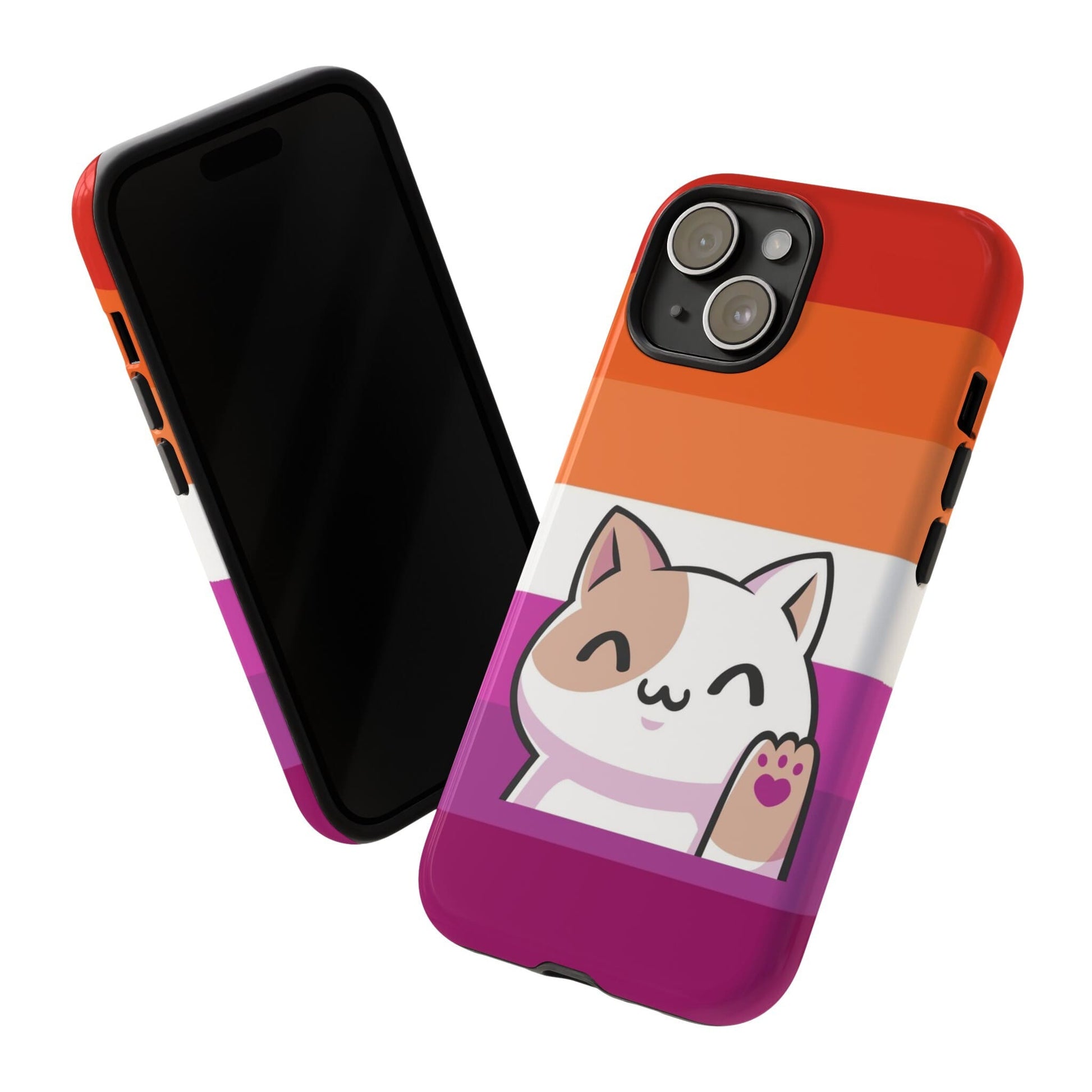 lesbian phone case kawaii cat, tilt