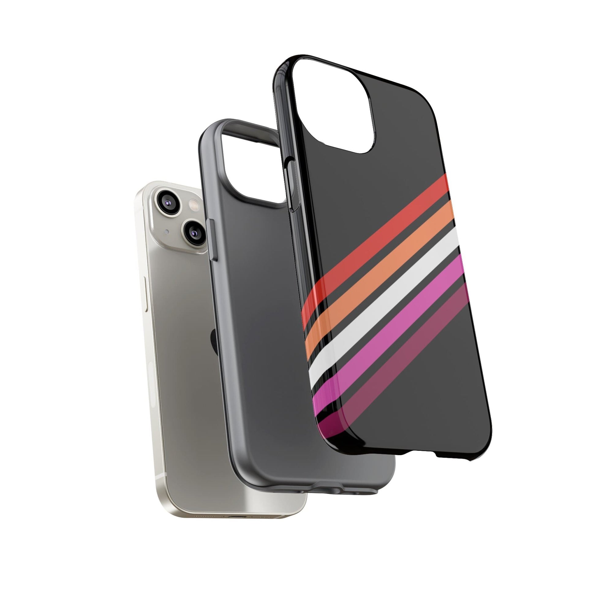 lesbian phone case, subtle wlw pride, layers