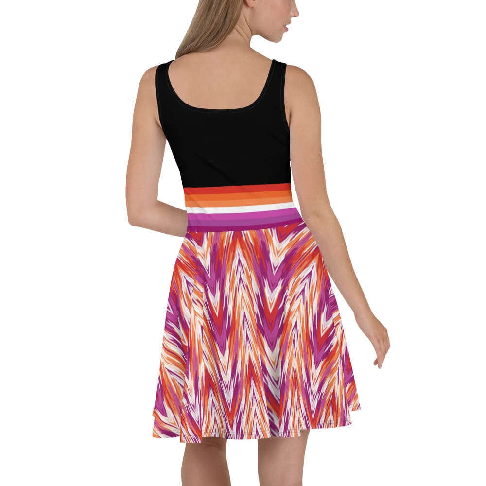 lesbian dress, subtle sunset flag pride clothing, back