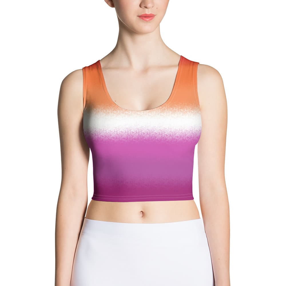 lesbian crop top, sunset flag tank, model 2 front