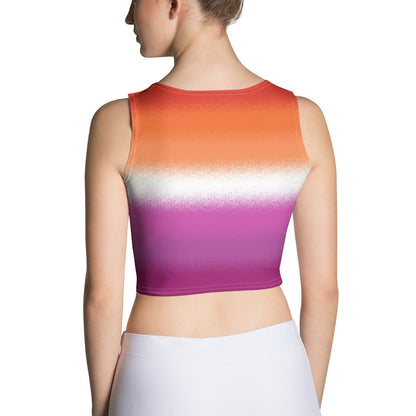 lesbian crop top, sunset flag tank, model 2 back