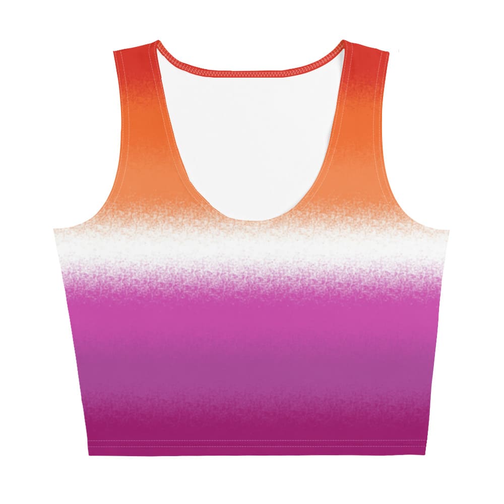 lesbian crop top, sunset flag tank, flatlay front