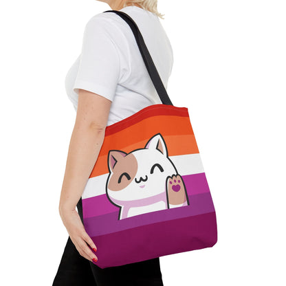 lesbian tote bag cute cat, medium