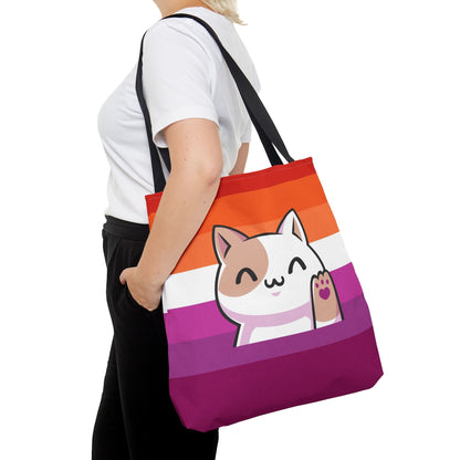 lesbian tote bag cute cat, large