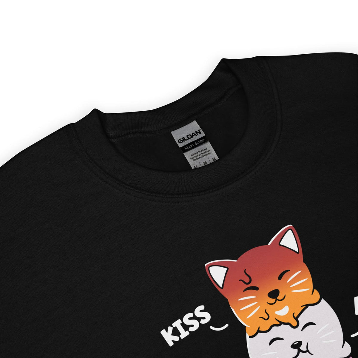 Detail of subtle lesbian pride sweatshirt 