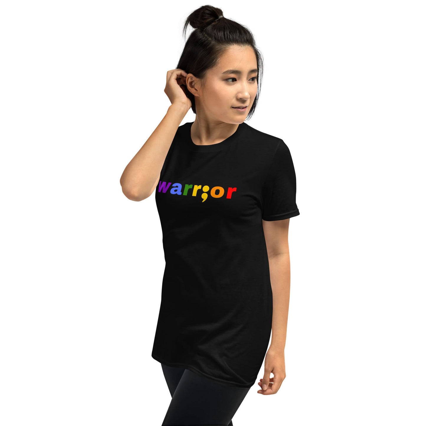 rainbow lgbt pride neurodiversity shirt, model 2