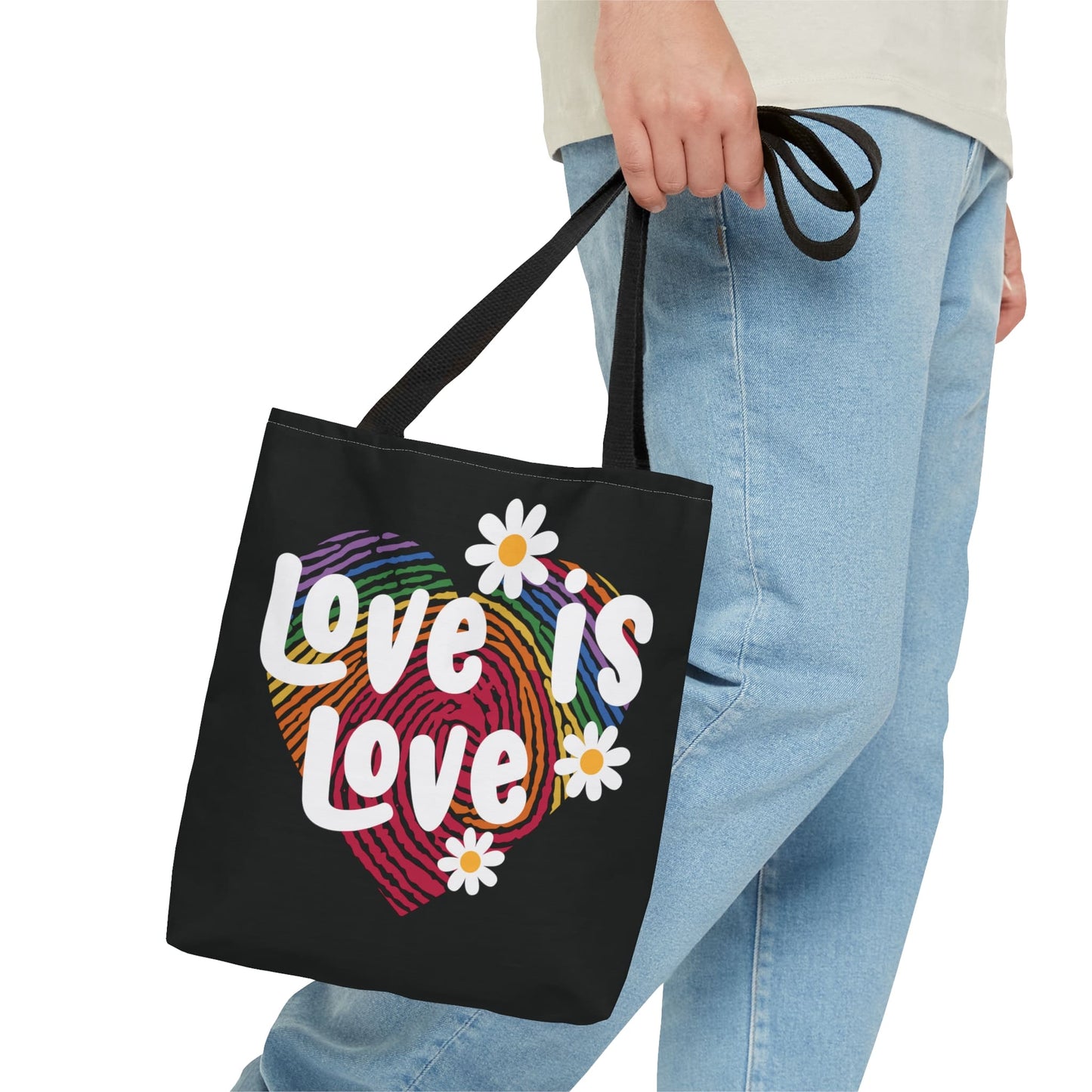 LGBT pride tote bag, love is love bag, small