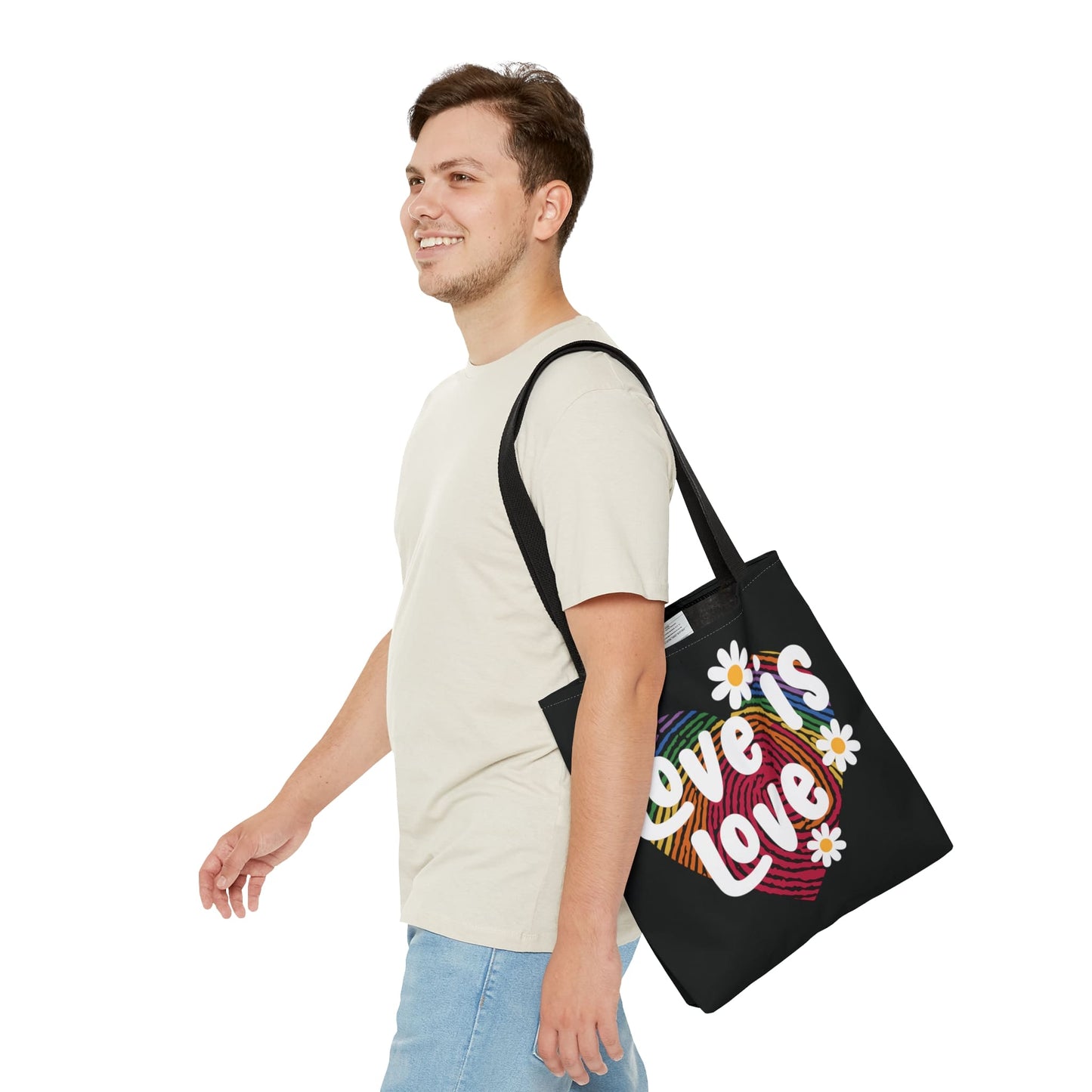 LGBT pride tote bag, love is love bag, medium