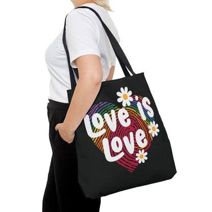 LGBT pride tote bag, love is love bag, large