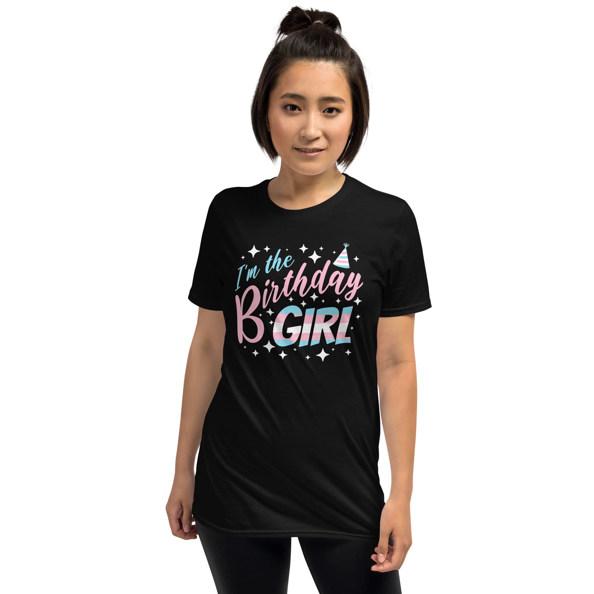Person wearing a black t-shirt with 'I'm the Birthday Girl' text on a white background: MTF Transgender Birthday Party Group Shirts, Trans Pride Birthday Girl And Crew Matching Tees, LGBT Queer And Ally Squad, Group Celebration