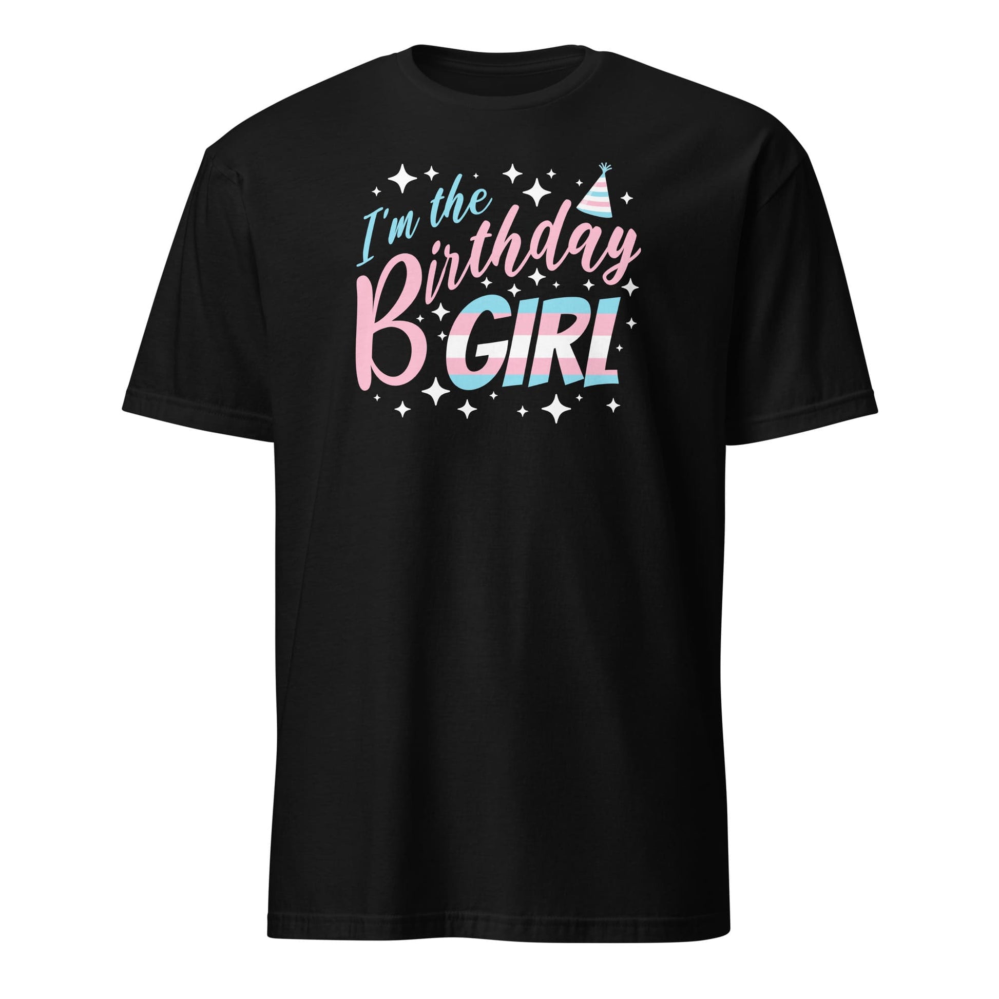 Black t-shirt with 'I'm the Birthday Girl' text on a white background: MTF Transgender Birthday Party Group Shirts, Trans Pride Birthday Girl And Crew Matching Tees, LGBT Queer And Ally Squad, Group Celebration