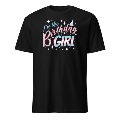 Black t-shirt with 'I'm the Birthday Girl' text on a white background: MTF Transgender Birthday Party Group Shirts, Trans Pride Birthday Girl And Crew Matching Tees, LGBT Queer And Ally Squad, Group Celebration