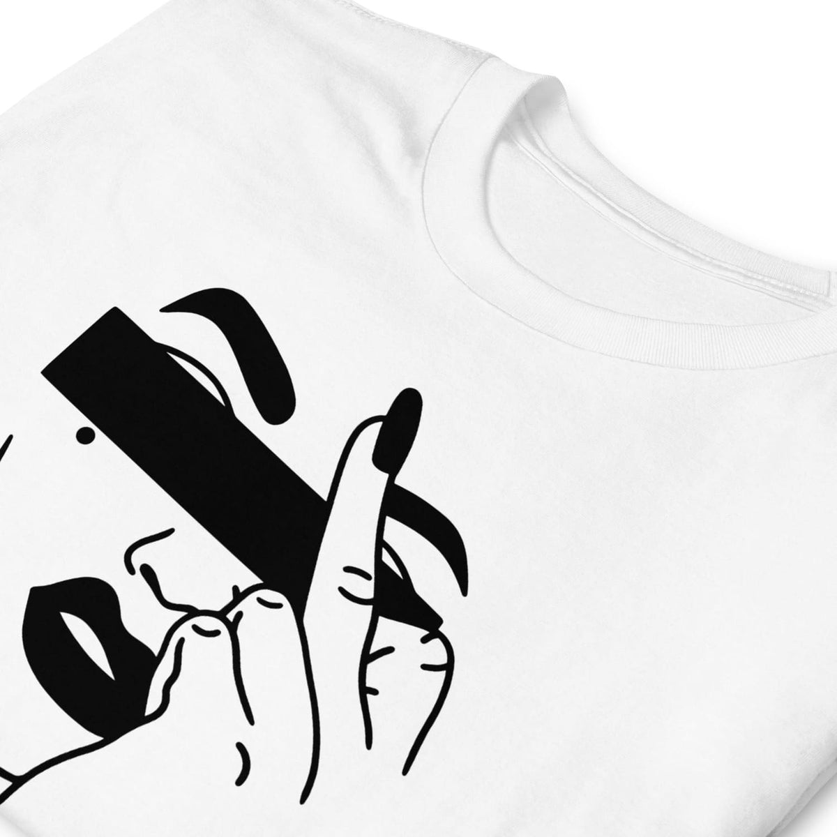 White t-shirt with black feminist graphic design 