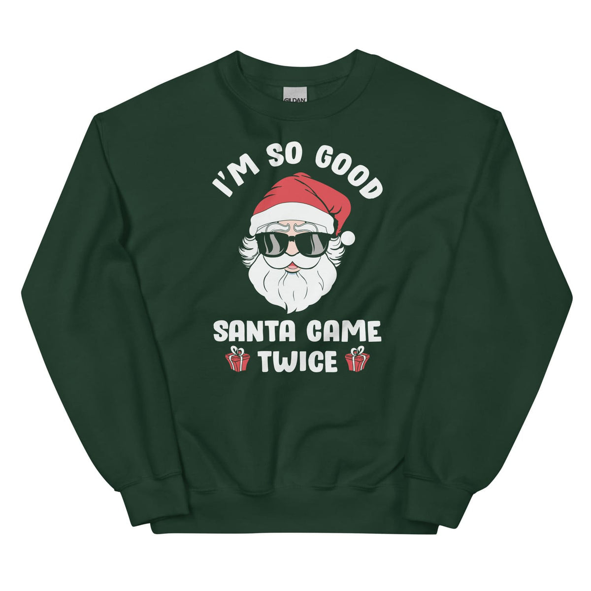 naughty santa christmas sweatshirt, forest green