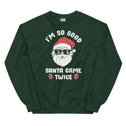 naughty santa christmas sweatshirt, forest green
