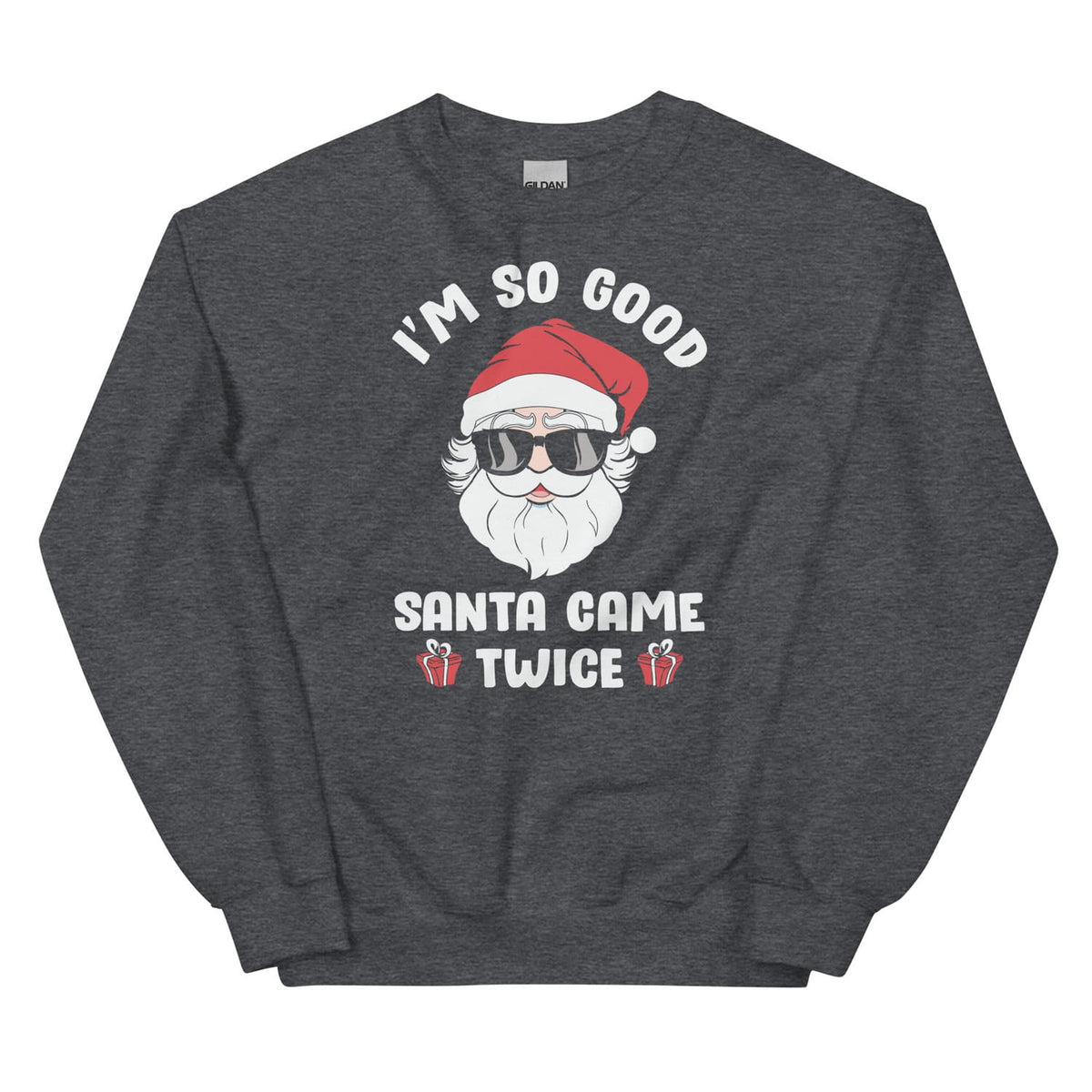 naughty santa christmas sweatshirt, dark heather