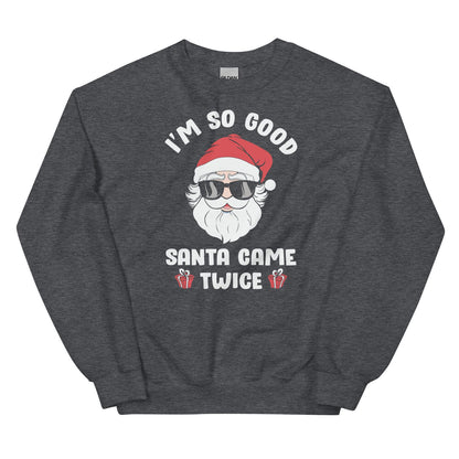 naughty santa christmas sweatshirt, dark heather