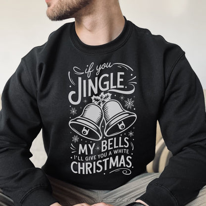 Black funny adult humor sweatshirt with Christmas-themed text and graphics on a neutral background