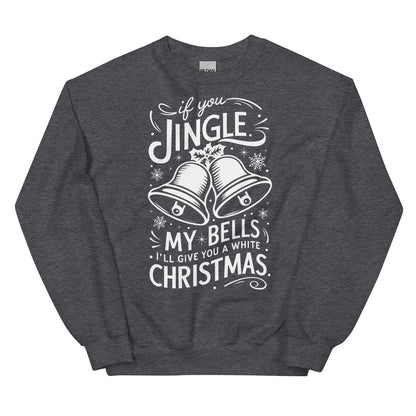 Dark gray funny adult humor sweatshirt with white Christmas-themed text and graphics on a white background