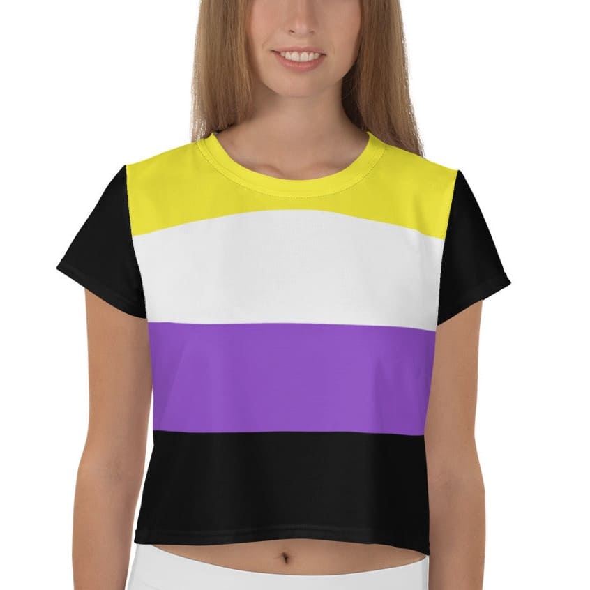 nonbinary crop top, model 1 front